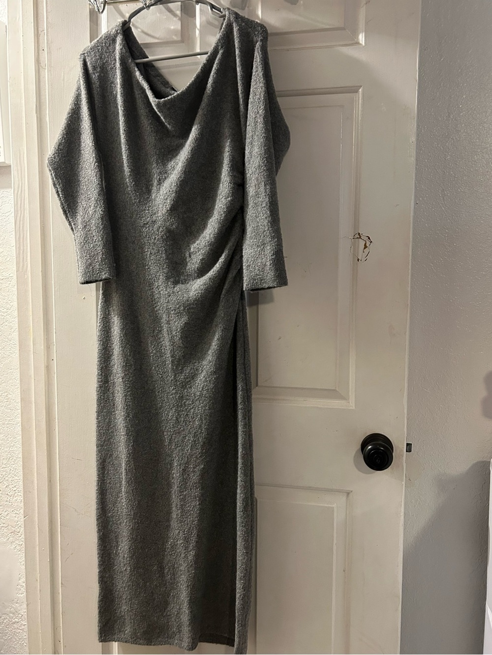 Abercrombie & Fitch Gray Knit Cowl-Neck Maxi Dress